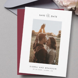 Reserve A Data Simples Minimalista Fotografia Moderna Burgundy