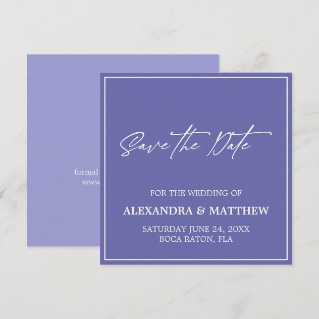 Reserve A Data Simples Minimalista Roxa (Frente/Verso)