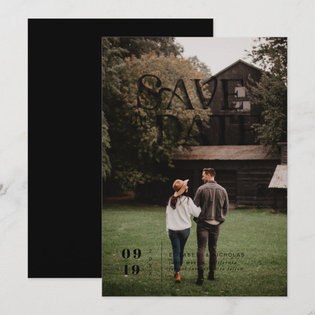 Reserve A Data Simples Modern Boho | Data de salvamento da foto (Frente/Verso)