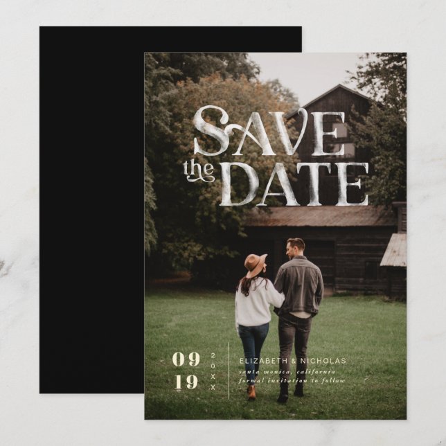 Reserve A Data Simples Moderno Boho | Foto Salve a Data (Frente/Verso)