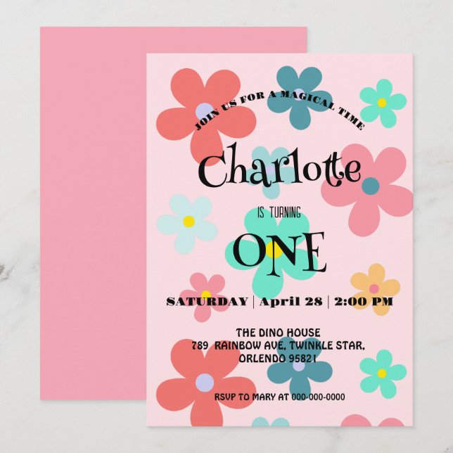 Reserve A Data Simples Moderno - Parte de aniversário das flores  (Frente/Verso)