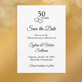 Reserve A Data Simples Preto e Branco 50º Aniversário de Casament