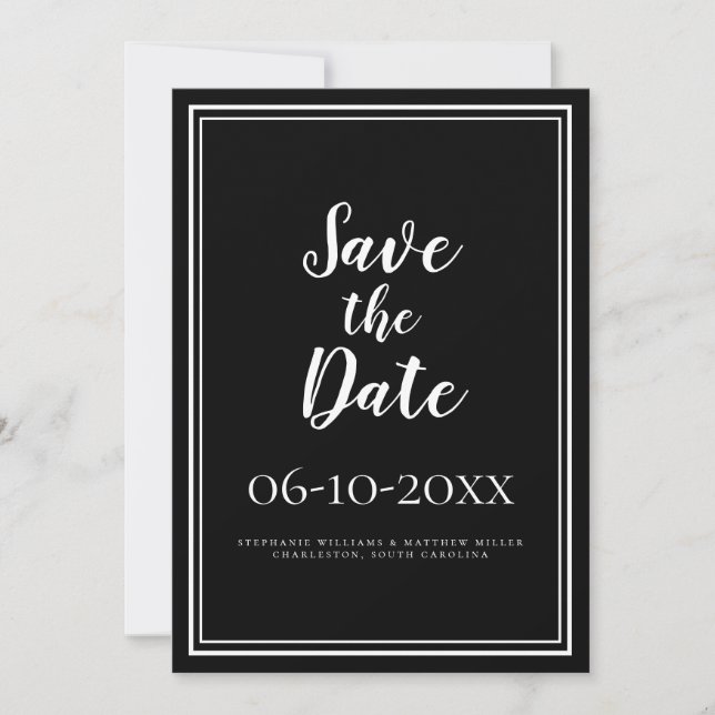 Reserve A Data Simples Rascunho de Salvar a Data de Casamento em  (Frente)