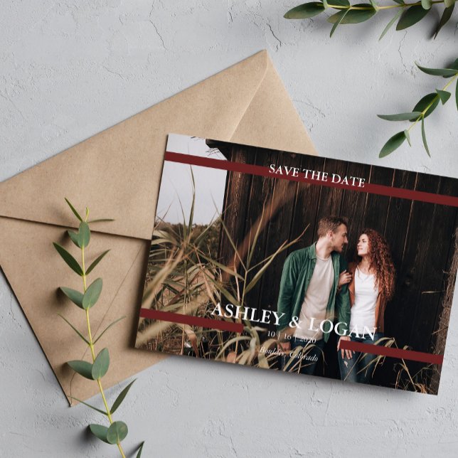 Reserve A Data Simples Save the Date de Casamento Burgundy (Criador carregado)