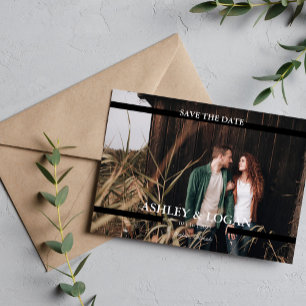 Reserve A Data Simples Save the Date de casamento preto e branco