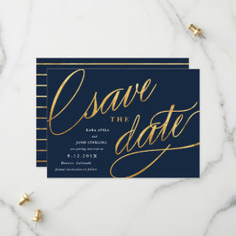 Reserve A Data Simples Save the Dates de Roteiro | Azul Marinho e