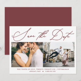 Reserve A Data Simples Script Burgundy Duas Fotografias Moderna