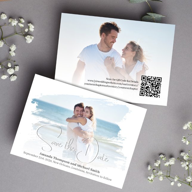 Reserve A Data Simples Script de Salvar Data de Casamento com Fot (Wedding save the date photo card template.)