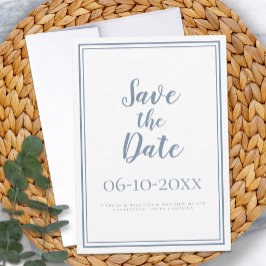 Reserve A Data Simples Script Dusty Blue Modern Casamento Minimal