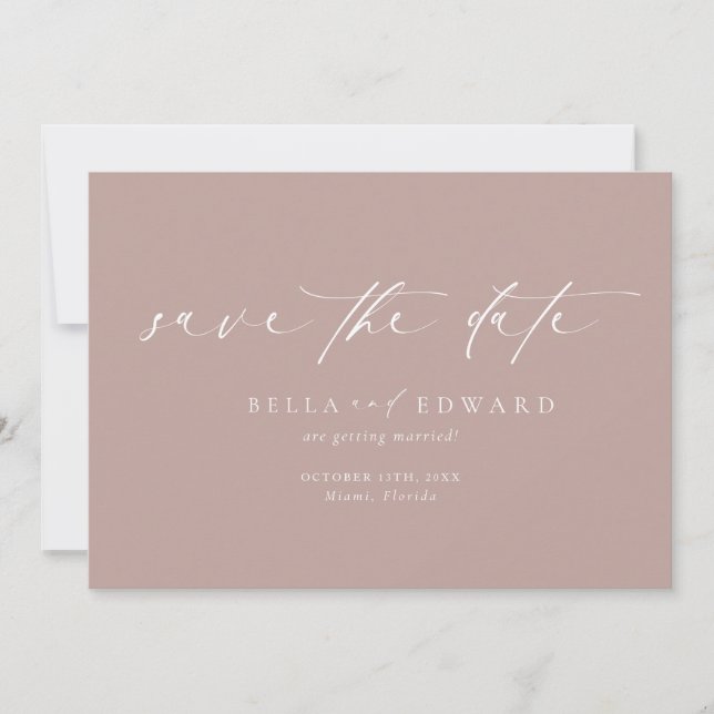 Reserve A Data Simples Script Dusty Rosa Salve O Cartão-Postal (Frente)