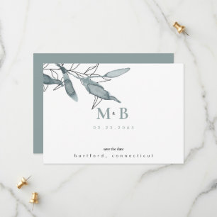 Reserve A Data Simples Sleek Teal Monograma Casamento Salvar Data