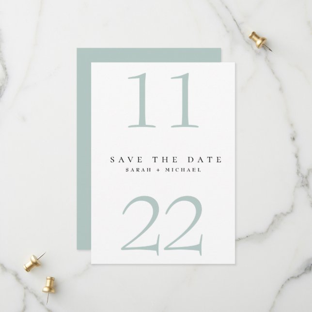 Reserve A Data Simples Texto Moderno Apenas Save the Date em Verd (Frente/Verso In Situ)