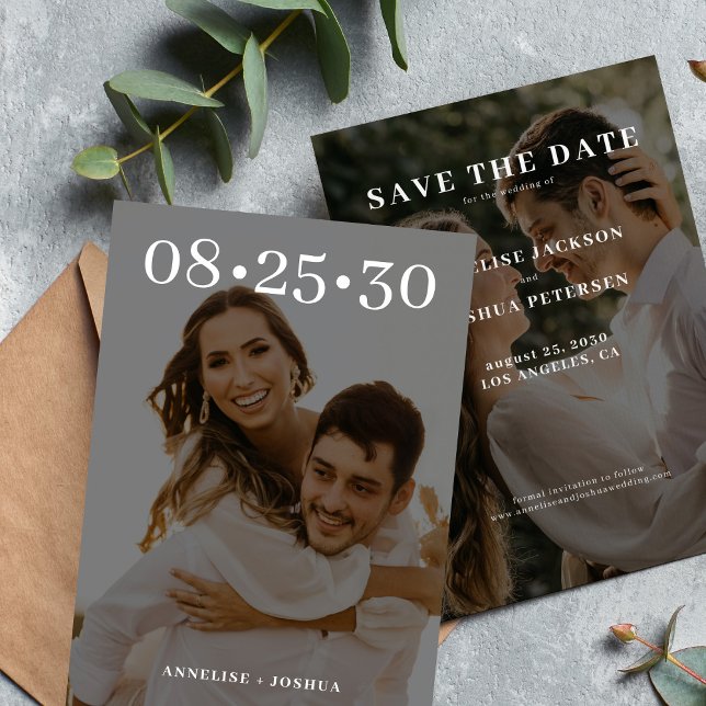 Reserve A Data Simples tipografia moderna 2 casamento fotográfico (Criador carregado)