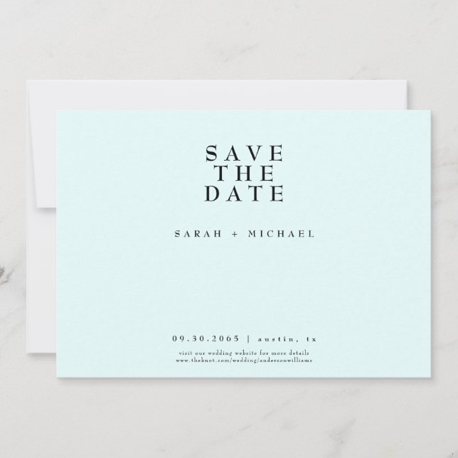 Reserve A Data Simplesmente Moderno Apenas Texto Casamento Azul G (Frente)