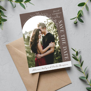 Reserve A Data Simplicidade Floral 1 Save The Date Marrom Cogumel