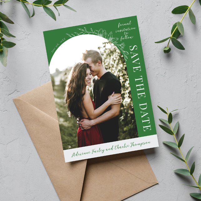 Reserve A Data Simplicidade Floral 1 Save The Date Meadow Verde (Criador carregado)