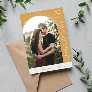 Reserve A Data Simplicidade Floral 1 Save The Date Ocre Amarelo