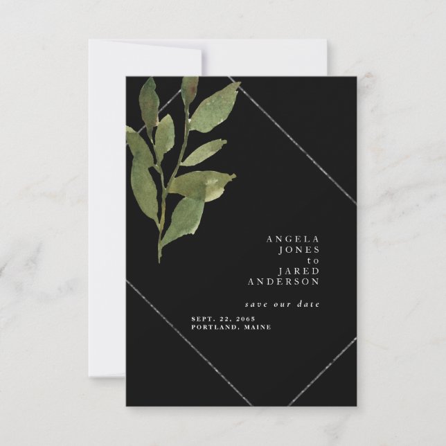 Reserve A Data Simplicidade & Verdura Casamento Preto (Frente)