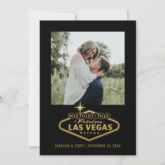 Reserve A Data Sinal de Casamento em Las Vegas Foto Dourada (Frente)