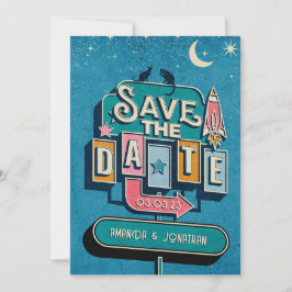 Reserve A Data Sinal de Casamento Futurista Retro