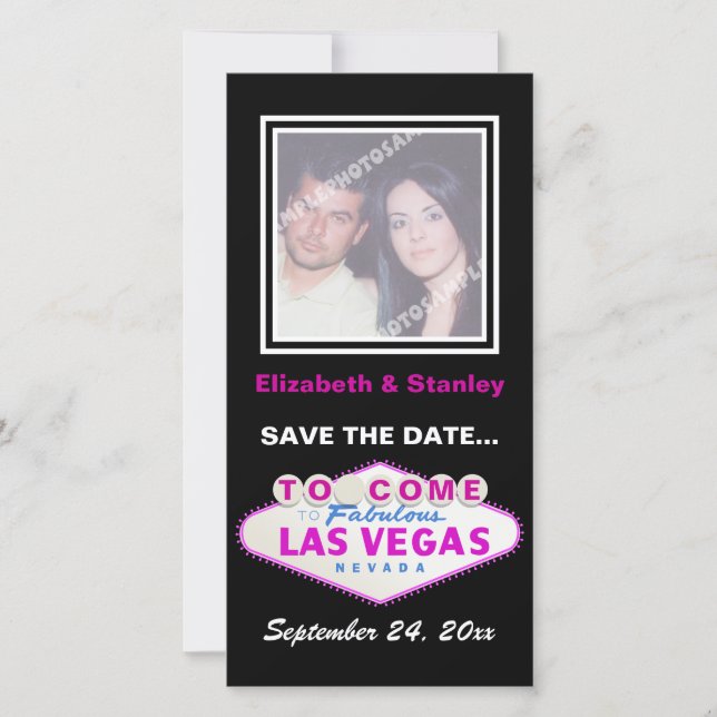 Reserve A Data Sinal de Las Vegas casamento contemporâneo Salvar  (Frente)