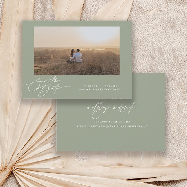 Reserve A Data Site de Casamento com Script Moderno Sage Photo  (Criador carregado)