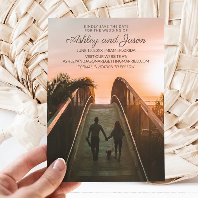 Reserve A Data Site Vertical de Foto de Casamento  (Wedding photo Save the Date photo card)