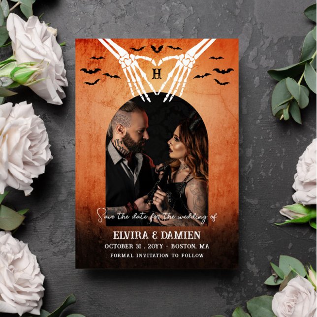 Reserve A Data Skeleton Heart Monographic Foto do Gótico Salvar a (Criador carregado)