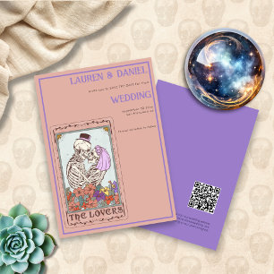 Reserve A Data Skeleton Tarot QR Casamento Gótico
