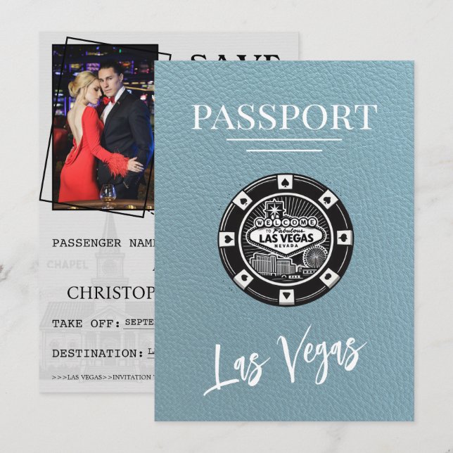 Reserve A Data Slate Blue Las Vegas Passaporte Salvar A Data (Frente/Verso)