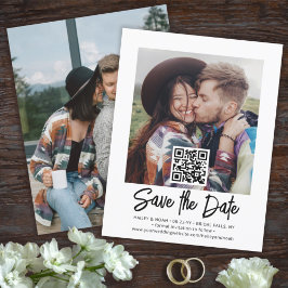 Reserve A Data Sobreposição de Foto Código QR Moderno Simples Cas