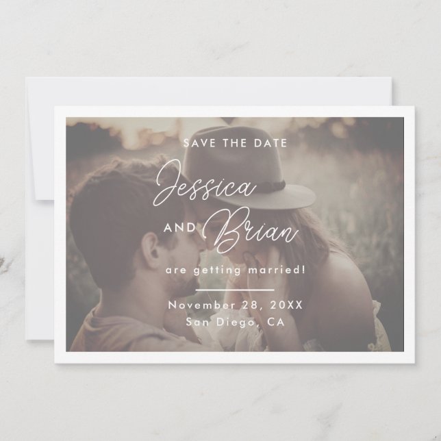 Reserve A Data Sobreposição de Foto com Letra Elegante Casamento (Frente)