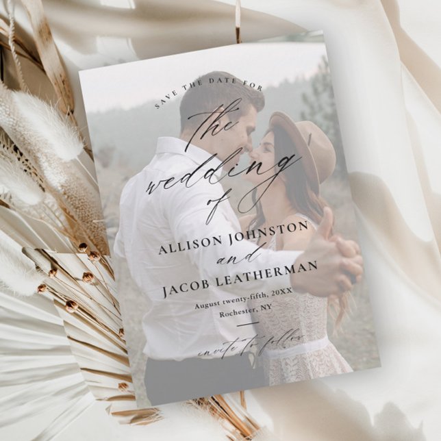 Reserve A Data Sobreposição de Foto de Casamento com Letra Elegan (Criador carregado)