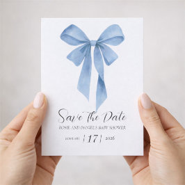 Reserve A Data Soft Blue Bow Boy Baby Shower