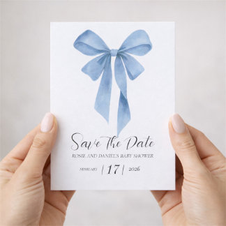Reserve A Data Soft Blue Bow Boy Baby Shower