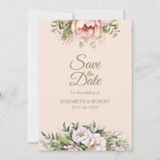 Reserve A Data Soft Blush Pink Peony Save The Date Card