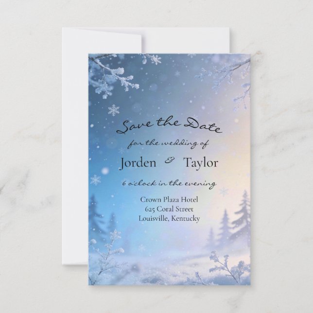 Reserve A Data Soft Winter Daydream Save the Date Cards (Frente)