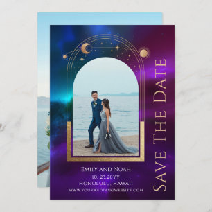 Reserve A Data Solo Roxo Cósmico Sol Lua Estende Espaço