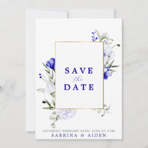 Reserve A Data Sombra Do Casamento De Foto Floral Real Blue Ivory