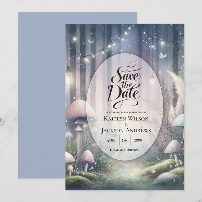 Reserve A Data Sonhos de Lanternlight Casamento de Floresta Encan (Frente/Verso)