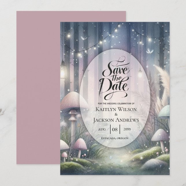 Reserve A Data Sonhos de Lanternlight Casamento de Floresta Encan (Frente/Verso)