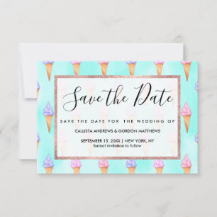 Reserve A Data Sorvete De Verão Púrpura, Cor De Água, Cor Rosa Pi