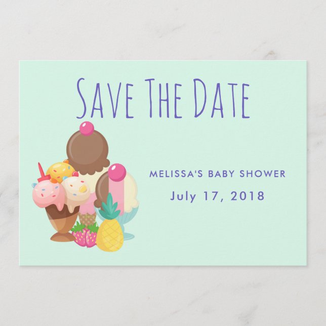 Reserve A Data Sorvete Scoops com Sprinkles Salve a Data (Frente)