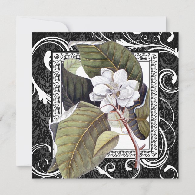 Reserve A Data Southern Belle Magnolia Save Date Damask (Frente)