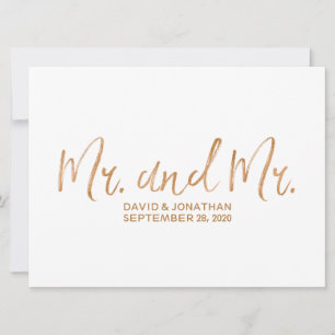 Reserve A Data "Sr. e Sr." Placa de Casamento Gay   Cobre Elegant