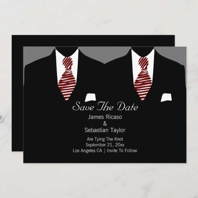 Reserve A Data Sr. e Sr. Suit e Tie Gay Salvem a Data Casamento (Frente/Verso)