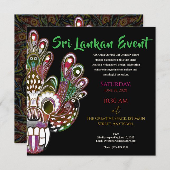 Reserve A Data Sri Lanka - design cultural moderna (Frente/Verso)