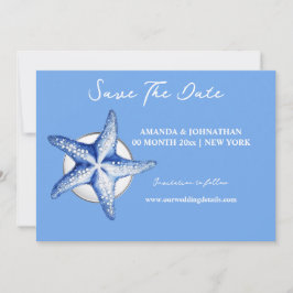 Reserve A Data Starfish azul branco elegante salvar data