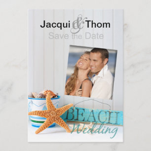 Reserve A Data Starfish Beach Wedding Foto para salvar a data