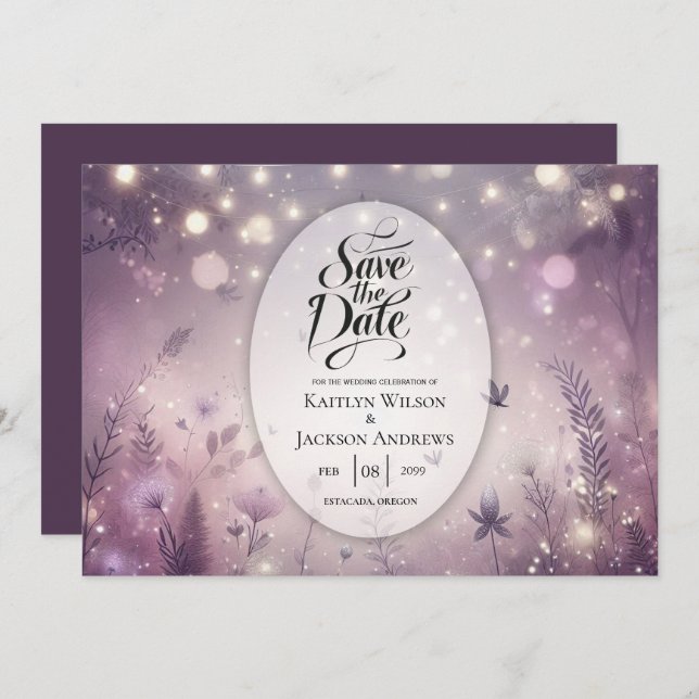 Reserve A Data Starlit Enchantment em Bloom Wedding (Frente/Verso)